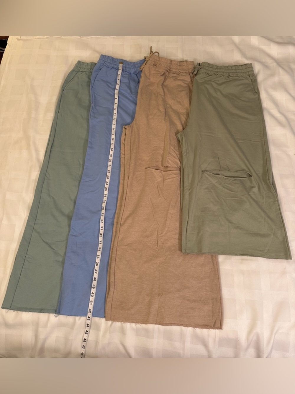 💚💙 NWOT Bundle of 3 Zenana Laser-cut Wide-Leg French Terry Pants, 3X w/bonus!